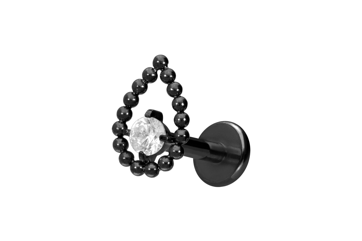 Titan Labret Piercing mit Innengewinde TROPFEN + KRISTALL